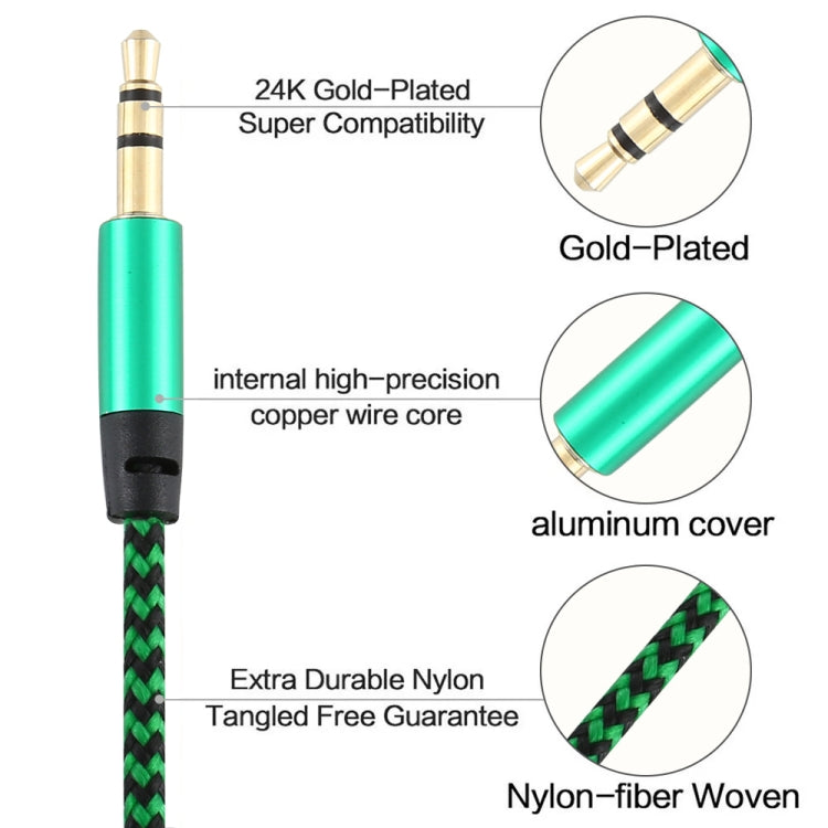 3 PCS K10 3.5mm Male to Male Nylon Braided Audio Cable, Length: 1m