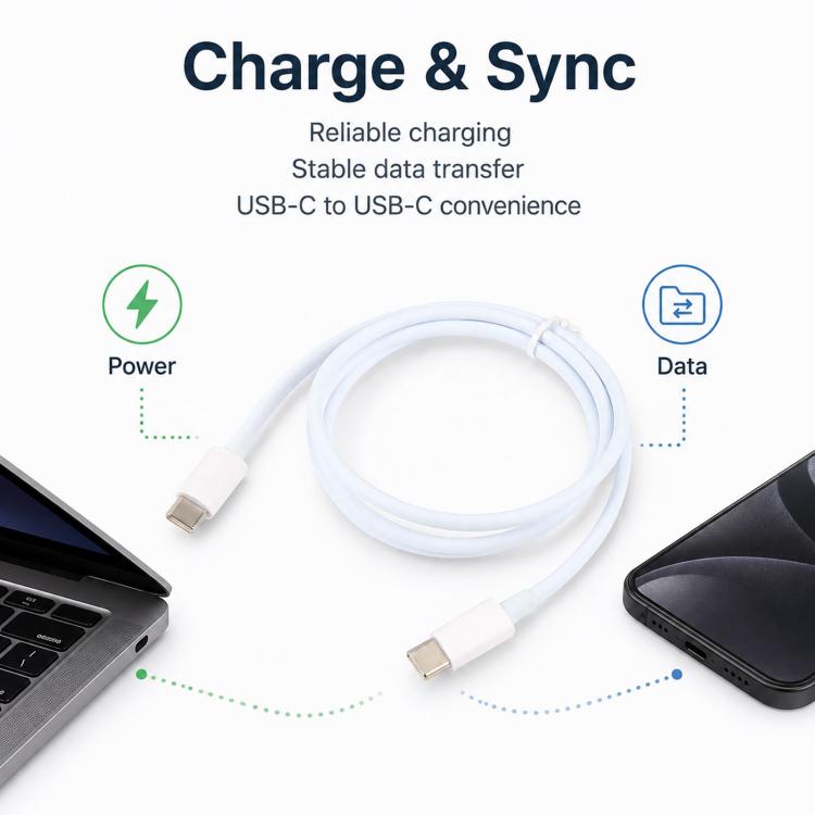 Câble de données de charge rapide USB-C vers USB-C 100W pour iPhone 16/15/17 Pro Max/iPad, compatible également avec Xiaomi, Google, Honor et d'autres appareils, Longueur : 1m