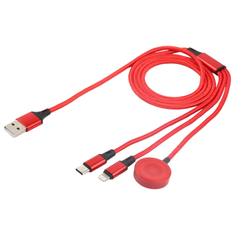 For iPhone / Apple Watch 3 In 1 8 Pin + Type-C / USB-C + Magnetic Charging Base Multi-function Charging Cable, Length: 1m, 3 In 1