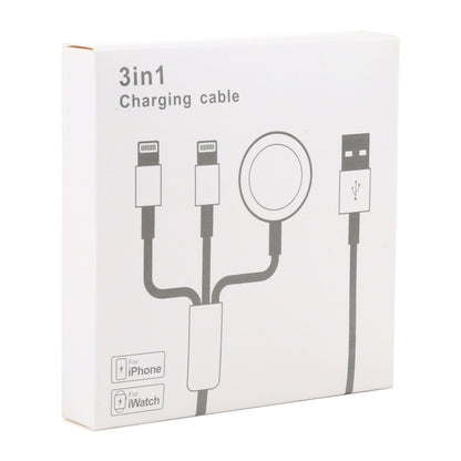 For iPhone / Apple Watch 3 In 1 8 Pin + Type-C / USB-C + Magnetic Charging Base Multi-function Charging Cable, Length: 1m, 3 In 1