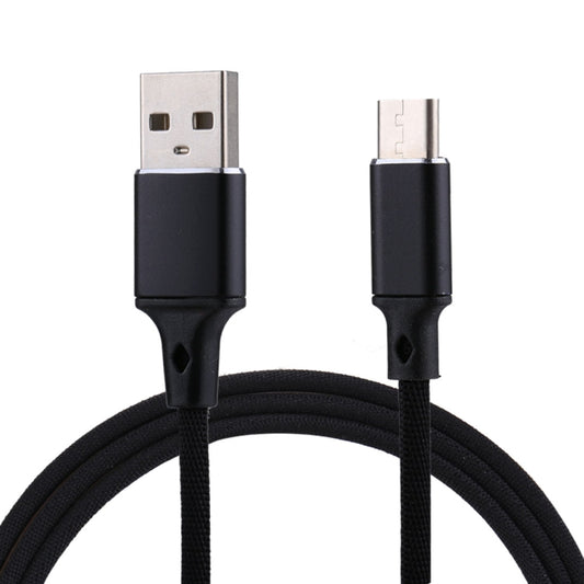 1m 2A Output USB to USB-C / Type-C Nylon Weave Style Data Sync Charging Cable, 2A Black, 2A Pink, 2A Grey, 2A Red, 2A White