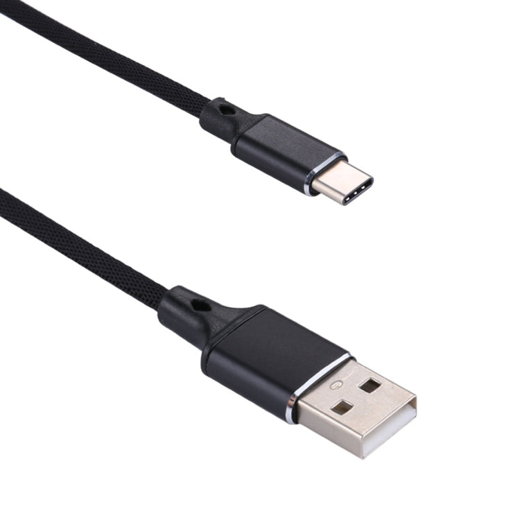 1m 2A Output USB to USB-C / Type-C Nylon Weave Style Data Sync Charging Cable, 2A Black