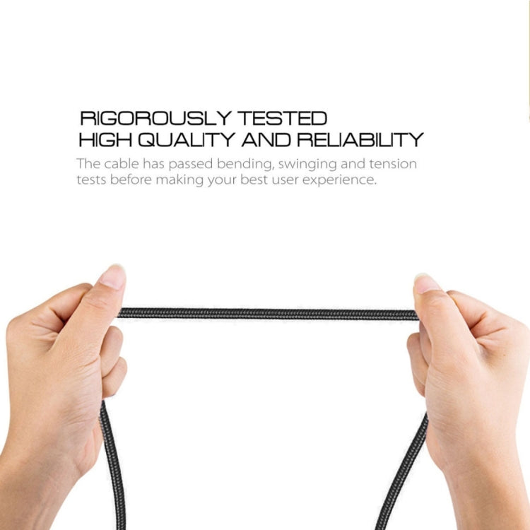 1m 2A Output USB to USB-C / Type-C Nylon Weave Style Data Sync Charging Cable, 2A Black
