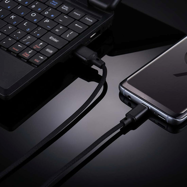 1m 2A Output USB to USB-C / Type-C Nylon Weave Style Data Sync Charging Cable, 2A Black, 2A Pink, 2A Grey, 2A Red, 2A White