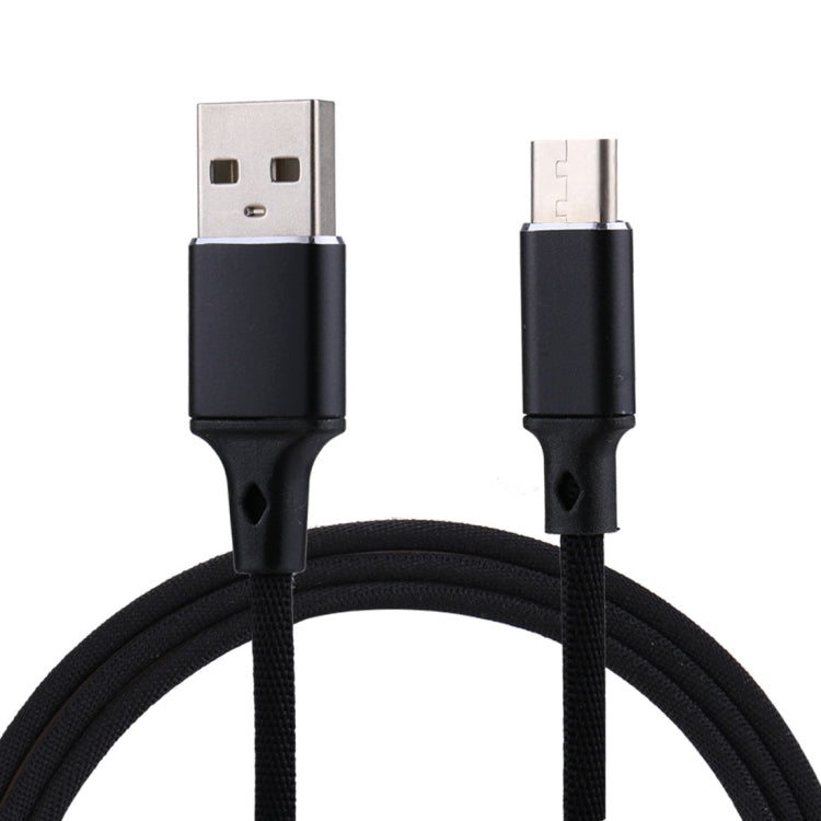 1m 2A Output USB to USB-C / Type-C Nylon Weave Style Data Sync Charging Cable, 2A White, 2A Black, 2A Pink, 2A Grey, 2A Red