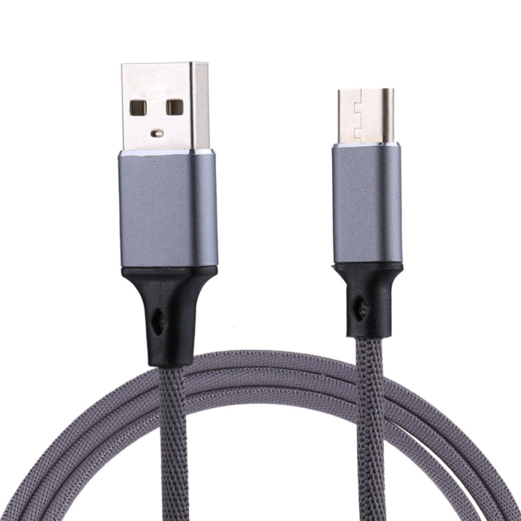 1m 2A Output USB to USB-C / Type-C Nylon Weave Style Data Sync Charging Cable, 2A White, 2A Black, 2A Pink, 2A Grey, 2A Red