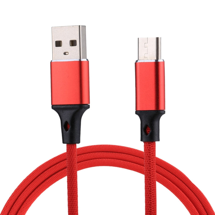 1m 2A Output USB to USB-C / Type-C Nylon Weave Style Data Sync Charging Cable, 2A White, 2A Black, 2A Pink, 2A Grey, 2A Red