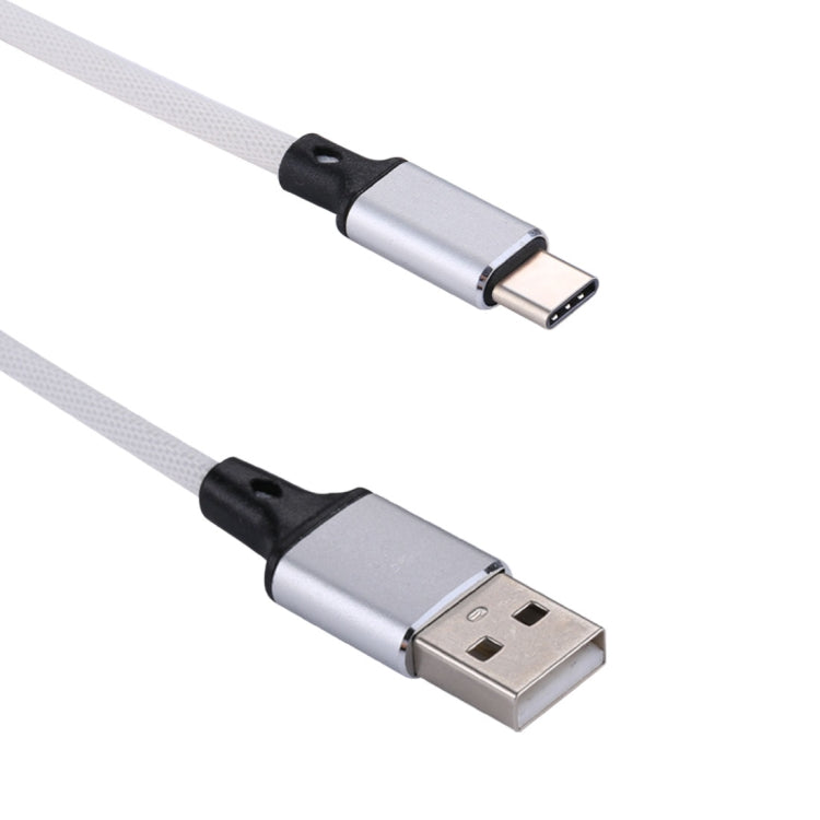 1m 2A Output USB to USB-C / Type-C Nylon Weave Style Data Sync Charging Cable, 2A White, 2A Black, 2A Pink, 2A Grey, 2A Red