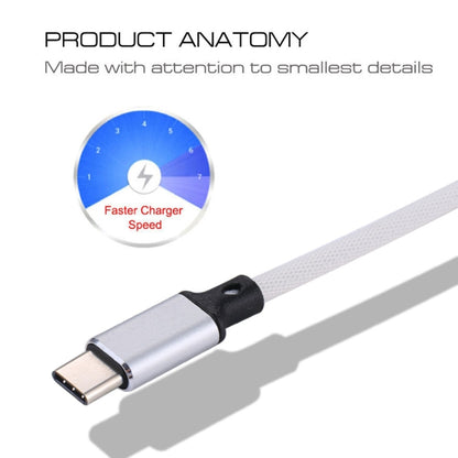 1m 2A Output USB to USB-C / Type-C Nylon Weave Style Data Sync Charging Cable, 2A White, 2A Black, 2A Pink, 2A Grey, 2A Red