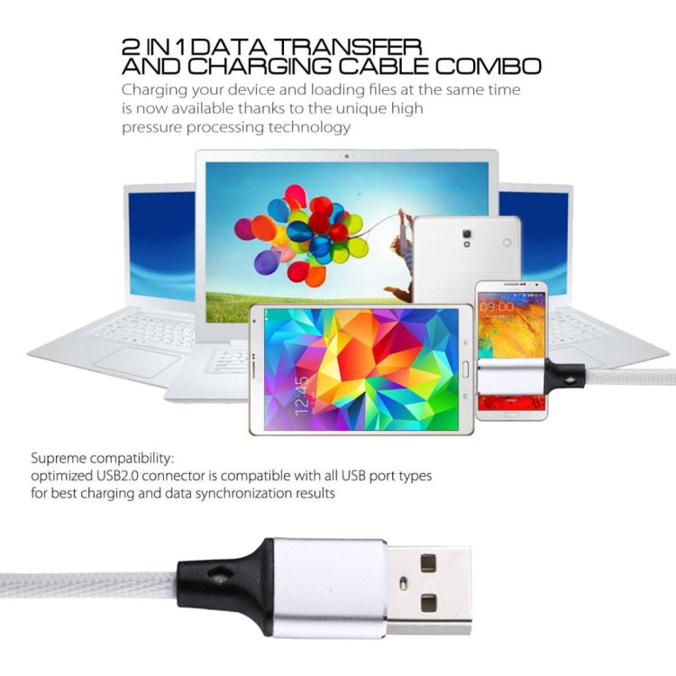 1m 2A Output USB to USB-C / Type-C Nylon Weave Style Data Sync Charging Cable, 2A White, 2A Black, 2A Pink, 2A Grey, 2A Red