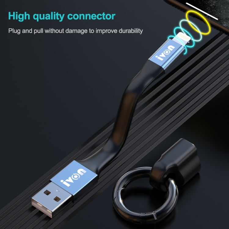 IVON CA90 3.1A Max USB to USB-C / Type-C Portable Data Cable with Ring, Length: 14.5cm