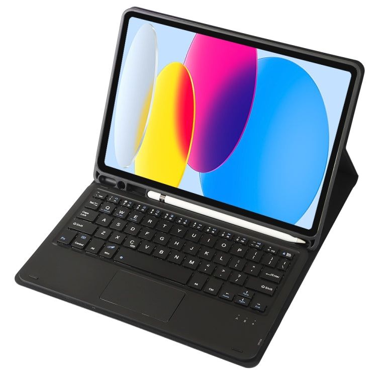 For iPad 11 2025 / 10th Gen 10.9 2022 A10B-A Lambskin Texture Bluetooth Touch Keyboard Leather Tablet Case with Pen Slot, A10B-A