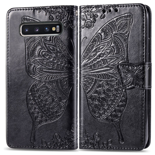 Schmetterling-Liebe Blumen Prägung Horizontale Flip-Lederhülle für Galaxy S10, mit Halterung & Kartenfächern & Brieftasche & Umhängeband, für Galaxy S10