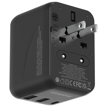 MOMAX UA11 1-World 20W PD Global Travel Fast Charger Power Adapter, UA11 (Black)