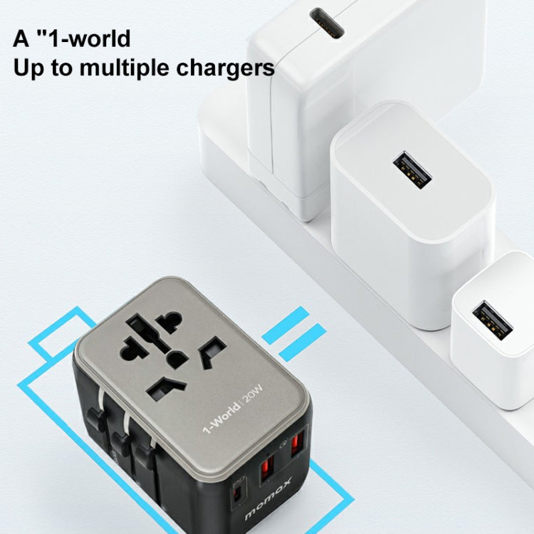 MOMAX UA11 1-World 20W PD Global Travel Fast Charger Power Adapter, UA11 (Black)