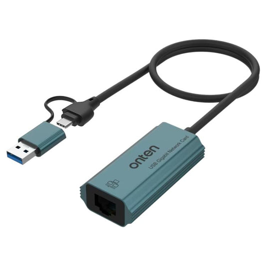 Onten UE101 Carte réseau Gigabit USB3.0 2-en-1 Hub USB Type-C vers port réseau