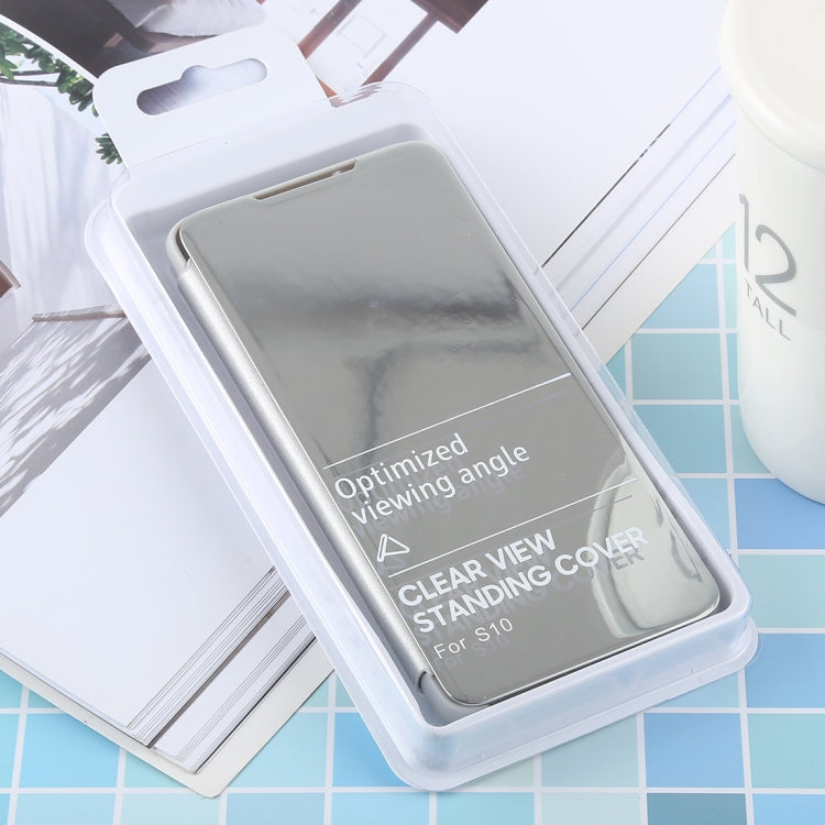 Étui en cuir PU électroplaqué à rabat horizontal miroir pour Galaxy S10, avec support, Pour Galaxy S10