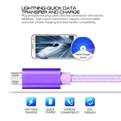 1m 3A Woven Style Metal Head Micro USB to USB Data / Charger Cable, 1m Micro USB