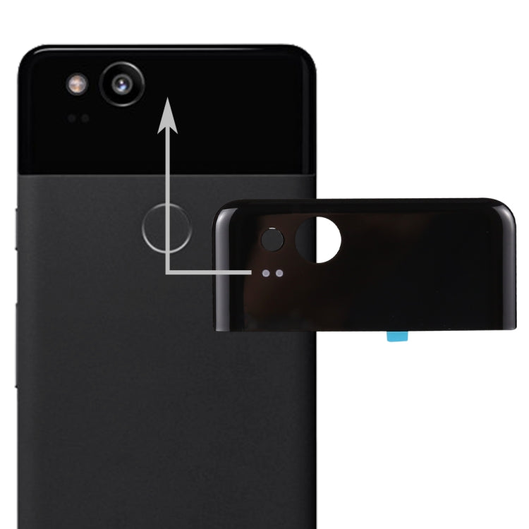 Coque arrière et lentille supérieure en verre pour Google Pixel 2 (noir)