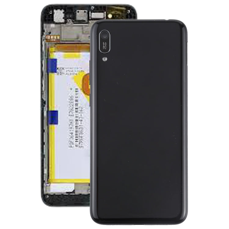 Cache batterie avec cadre d'objectif d'appareil photo et boutons latéraux pour Huawei Enjoy 9e, Pour Huawei Enjoy 9e, Pour Enjoy 9e (Café)