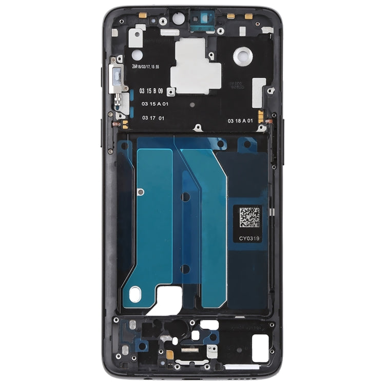 For OnePlus 6 Front Housing LCD Frame Bezel Plate with Side Keys, For OnePlus 6 (Frosted Black)