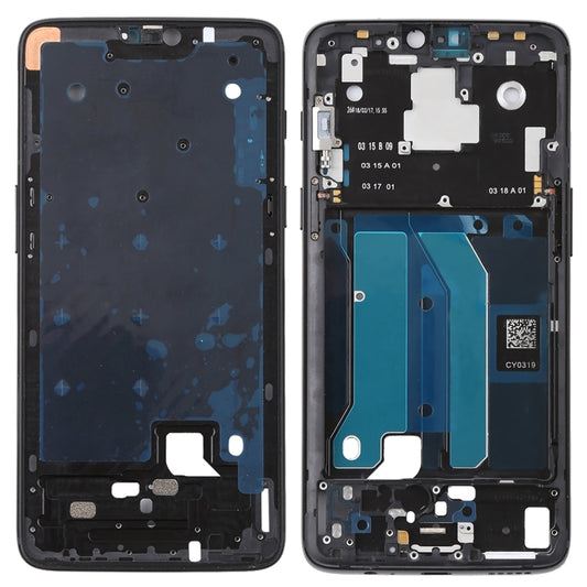 For OnePlus 6 Front Housing LCD Frame Bezel Plate with Side Keys, For OnePlus 6 (Jet Black)