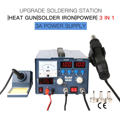 Kaisi K-863D 3 in 1 Hot Air Gun Soldering Station SMD Rework Station With 3A DC Power Supply for Phone PCB Welding Repair Machine, US Plug, K-863D, EU Plug, K-863D, US Plug
