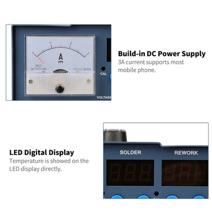 Kaisi K-863D 3 in 1 Hot Air Gun Soldering Station SMD Rework Station With 3A DC Power Supply for Phone PCB Welding Repair Machine, US Plug, K-863D, EU Plug, K-863D, US Plug