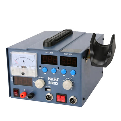 Kaisi K-863D 3 in 1 Hot Air Gun Soldering Station SMD Rework Station With 3A DC Power Supply for Phone PCB Welding Repair Machine, US Plug, K-863D, EU Plug, K-863D, US Plug