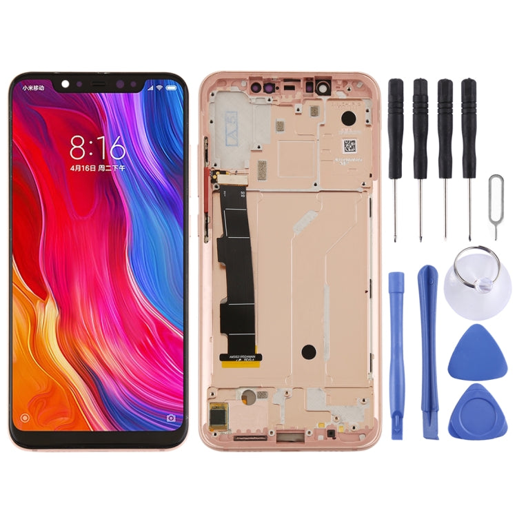 LCD Screen and Digitizer Full Assembly with Frame & Side Keys for Xiaomi Mi 8, For Xiaomi Mi 8, For Mi 8 (Rose Gold)