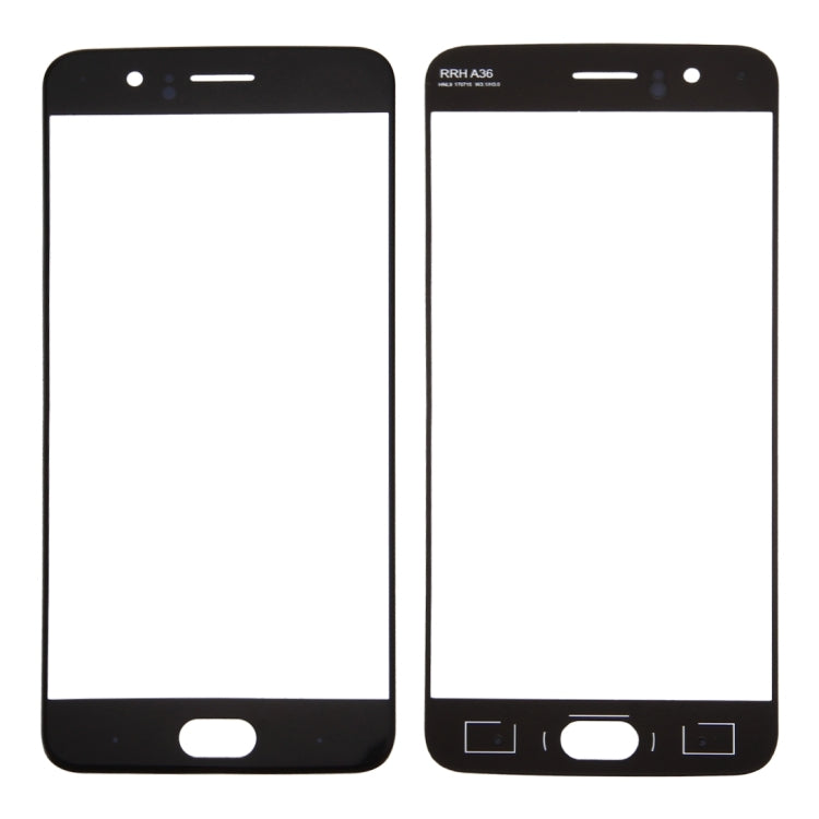 Lente de cristal exterior de la pantalla frontal del OnePlus 5, color negro y blanco.