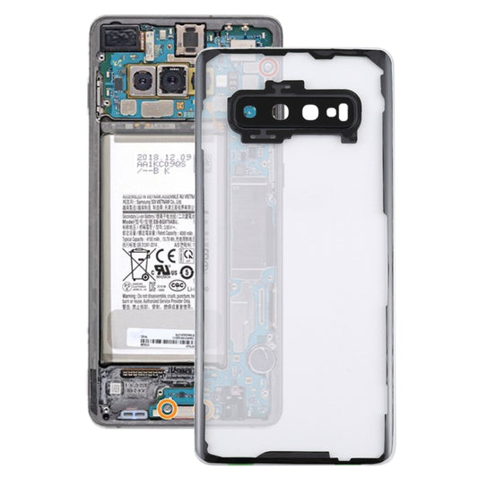 For Samsung Galaxy S10+ SM-G9750 G975F Transparent Battery Back Cover with Camera Lens Cover , For Galaxy S10+