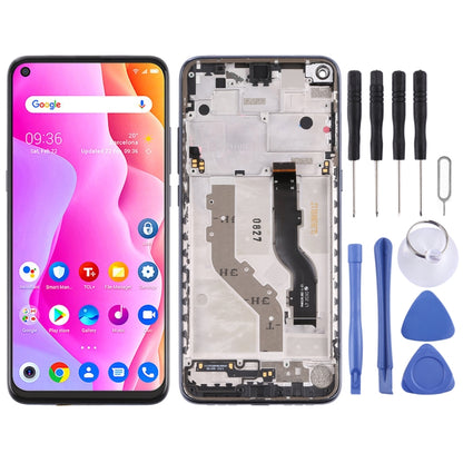 LCD-Bildschirm und Digitizer-Komplettset mit Rahmen für TCL 10L / 10 Lite T770H, für TCL 10L / 10 Lite (Silber)