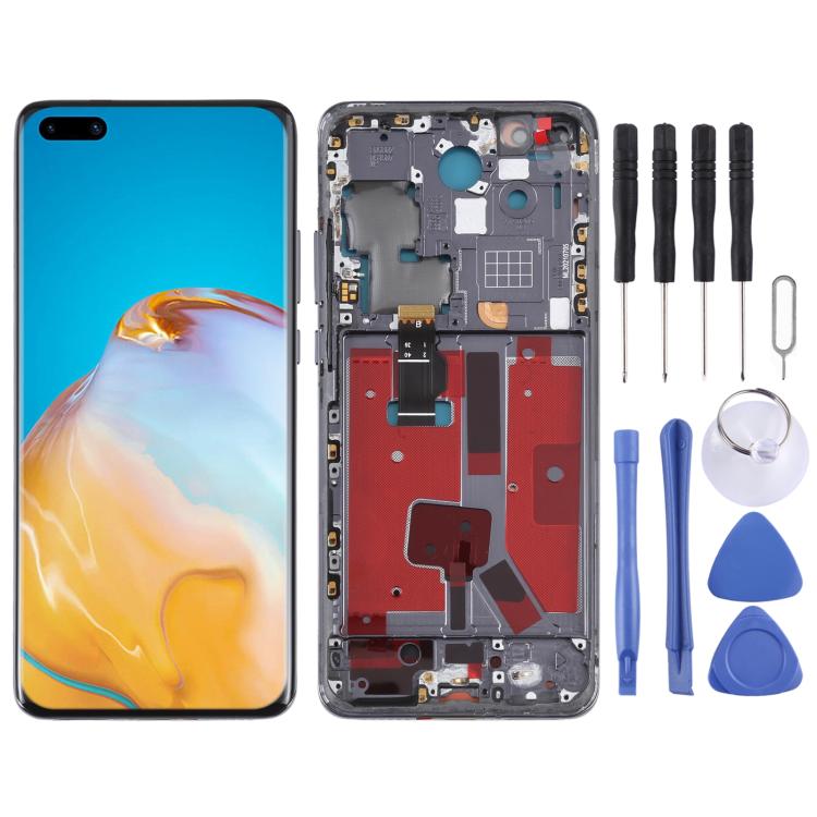 Écran LCD d'origine pour Huawei P40 Pro Numériseur d'assemblage complet avec cadre, pour Huawei P40 Pro