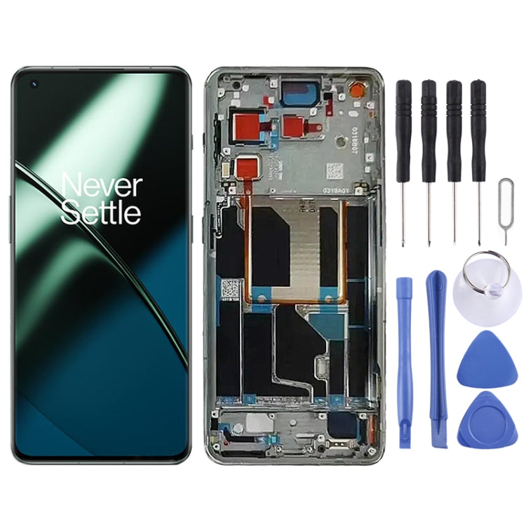 Écran LCD AMOLED complet avec châssis pour OnePlus 11 PHB110 CPH2449 CPH2447, original, pour OnePlus 11 (vert), pour OnePlus 11 (doré)
