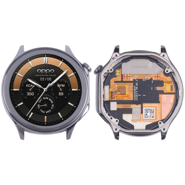 Pantalla LCD y digitalizador completo con marco para OPPO Watch X (negro) y OPPO Watch X (plateado).