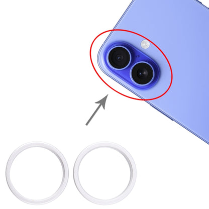 For iPhone 16 2pcs/set Rear Camera Glass Lens Metal Outside Protector Hoop Ring, For iPhone 16