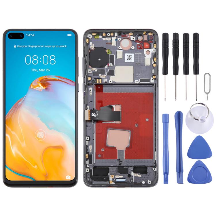 For Huawei P40 TFT LCD Screen Digitizer Full Assembly with Frame, Not Supporting Fingerprint Identification