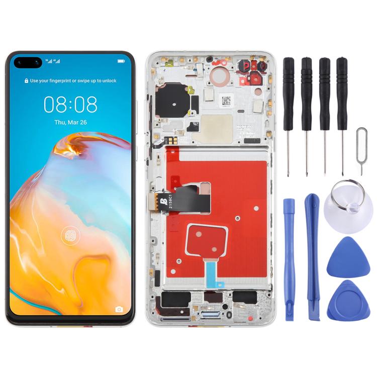 For Huawei P40 TFT LCD Screen Digitizer Full Assembly with Frame, Not Supporting Fingerprint Identification