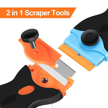 Double Headed Scraper Blade Glue Squeegee Remover Cleaner Tool, Double Headed  (Orange), Double Headed  (Blue), Double Headed (Yellow)