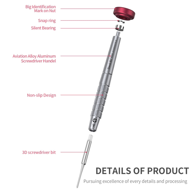 Tournevis Qianli iFlying 3D antidérapant avec manche en aluminium, Pentalobe, Philips, Tri-point, Pentalobe
