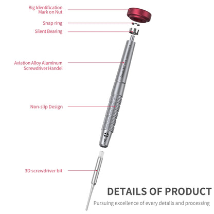 Tournevis Qianli iFlying 3D antidérapant avec manche en aluminium, Pentalobe, Philips, Tri-point, Pentalobe