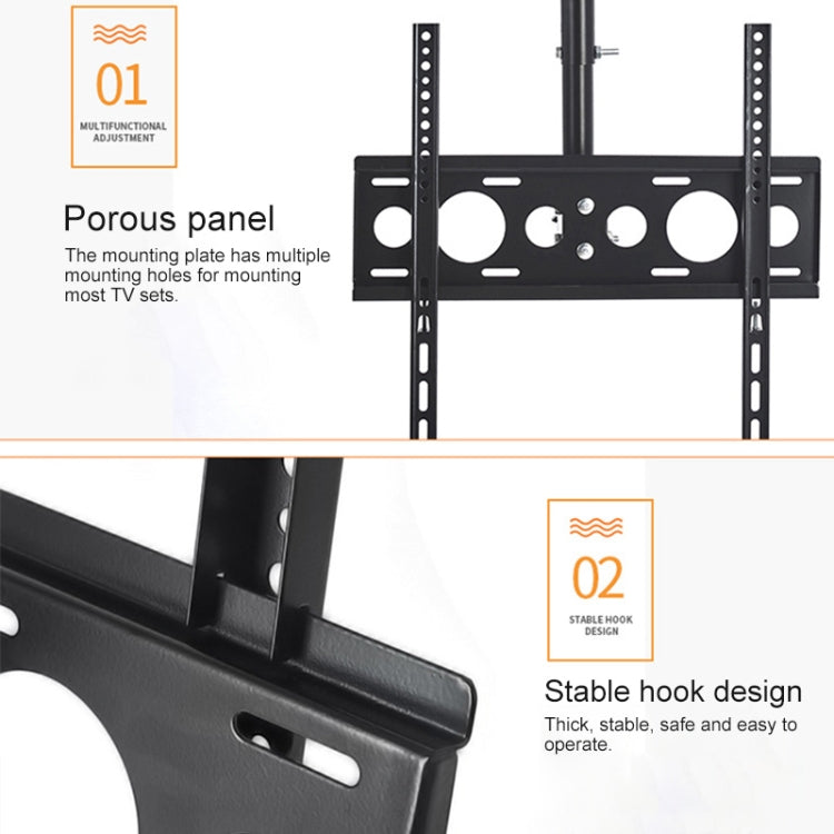 32-65 inch Universal Height & Angle Adjustable Single Screen TV Wall-mounted Ceiling Dual-use Bracket, Retractable Range: 0.5-2m, 32-65 inch