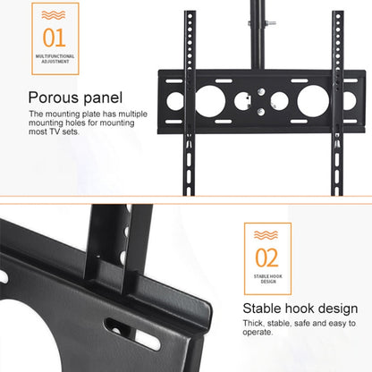 32-65 inch Universal Height & Angle Adjustable Single Screen TV Wall-mounted Ceiling Dual-use Bracket, Retractable Range: 0.5-2m, 32-65 inch