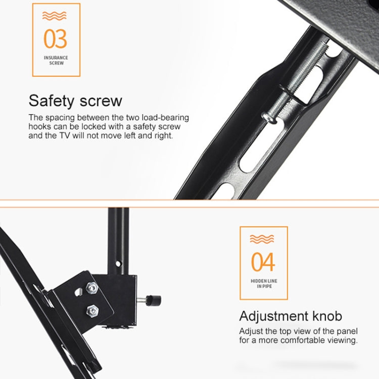 32-65 inch Universal Height & Angle Adjustable Single Screen TV Wall-mounted Ceiling Dual-use Bracket, Retractable Range: 0.5-2m, 32-65 inch
