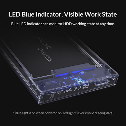 ORICO 2159U3 2.5 inch Transparent USB3.0 Hard Drive Enclosure with Stand, 2159U3