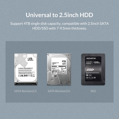 ORICO 2159U3 2.5 inch Transparent USB3.0 Hard Drive Enclosure with Stand, 2159U3