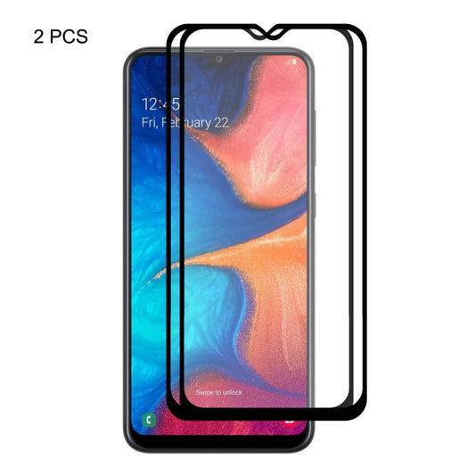 2 PCS Film en verre trempé ENKAY Hat-prince Full Glue 0.26mm 9H 2.5D pour Galaxy A20