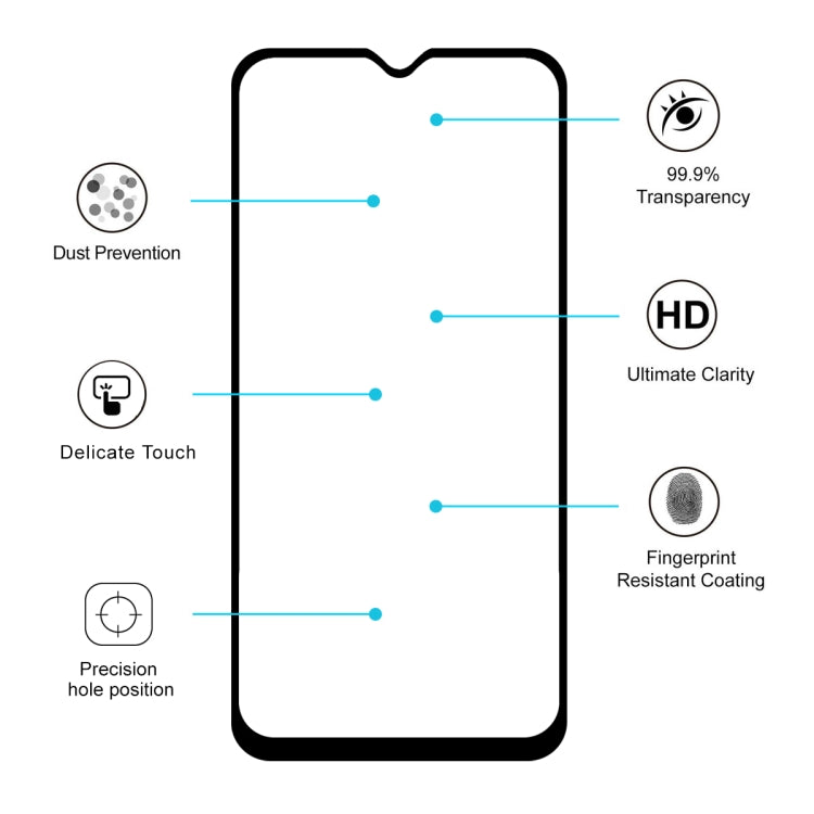 2 PCS ENKAY Hat-prince Full Glue 0.26mm 9H 2.5D Tempered Glass Film for Galaxy A20