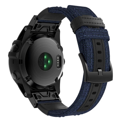 Canvas and Leather Wrist Strap Watch Band for Garmin Fenix5x Plus Fenix3, Wrist Strap Size:150+110mm
